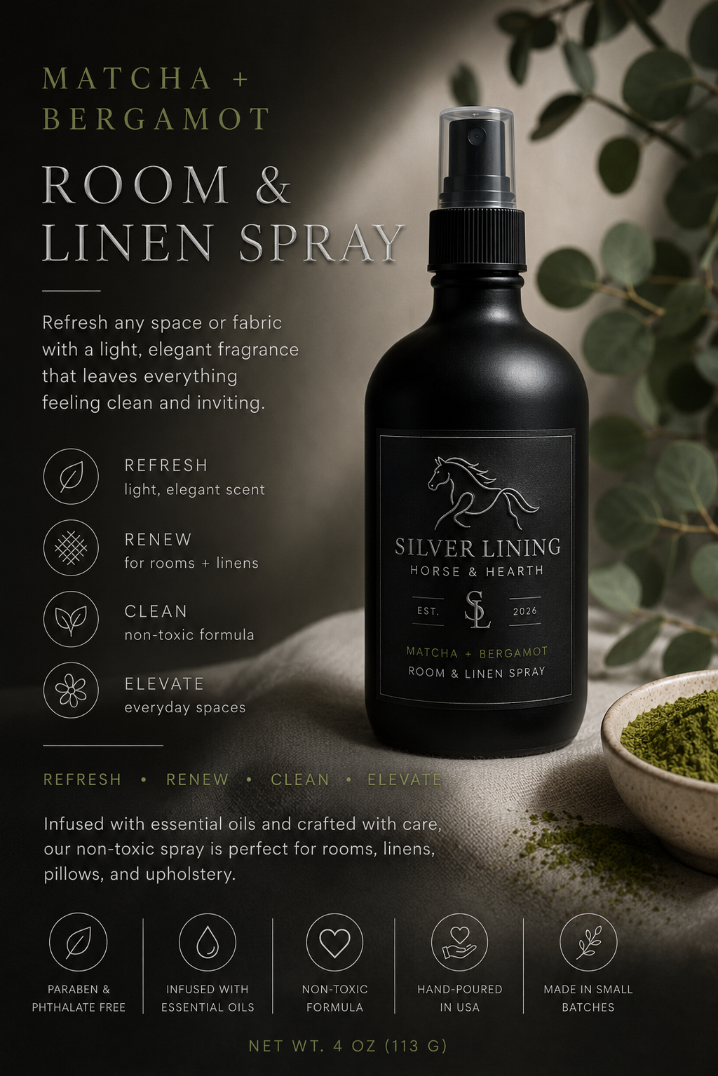 Matcha + Bergamot Room & Linen Spray